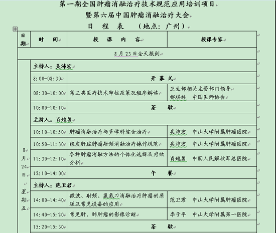 第一期全國腫瘤消融治療技術規范應用培訓項目